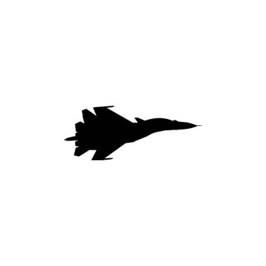 Jet Fighter 'ın silueti, savaş uçakları öncelikle havadan havaya muharebe için tasarlanmış askeri uçaklardır. Vektör İllüstrasyonu