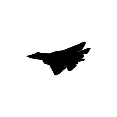 Jet Fighter 'ın silueti, savaş uçakları öncelikle havadan havaya muharebe için tasarlanmış askeri uçaklardır. Vektör İllüstrasyonu