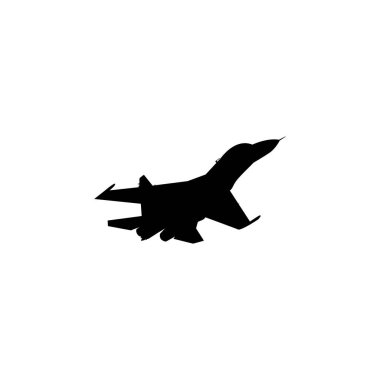 Jet Fighter 'ın silueti, savaş uçakları öncelikle havadan havaya muharebe için tasarlanmış askeri uçaklardır. Vektör İllüstrasyonu