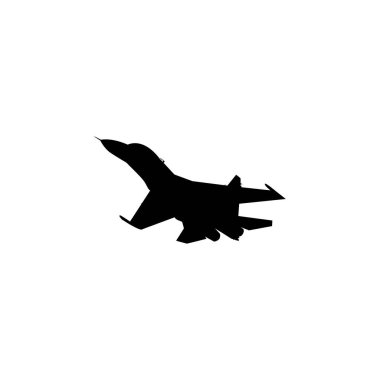 Jet Fighter 'ın silueti, savaş uçakları öncelikle havadan havaya muharebe için tasarlanmış askeri uçaklardır. Vektör İllüstrasyonu