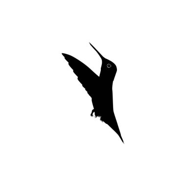 Flying Hummingbird Silhouette, Art Illustration, Website, Logo Gram, Pictogram veya Grafik Tasarım Elementi kullanılabilir. Vektör İllüstrasyonu