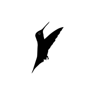 Flying Hummingbird Silhouette, Art Illustration, Website, Logo Gram, Pictogram veya Grafik Tasarım Elementi kullanılabilir. Vektör İllüstrasyonu