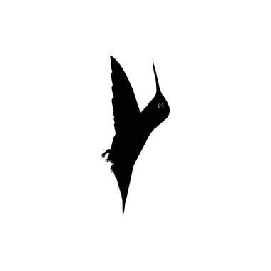 Flying Hummingbird Silhouette, Art Illustration, Website, Logo Gram, Pictogram veya Grafik Tasarım Elementi kullanılabilir. Vektör İllüstrasyonu