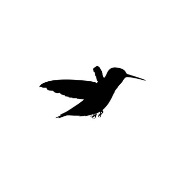 Flying Hummingbird Silhouette, Art Illustration, Website, Logo Gram, Pictogram veya Grafik Tasarım Elementi kullanılabilir. Vektör İllüstrasyonu