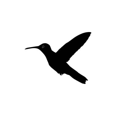 Flying Hummingbird Silhouette, Art Illustration, Website, Logo Gram, Pictogram veya Grafik Tasarım Elementi kullanılabilir. Vektör İllüstrasyonu