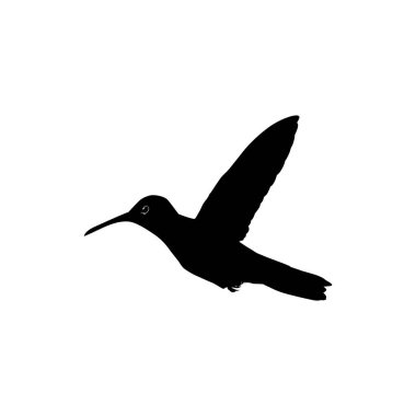 Flying Hummingbird Silhouette, Art Illustration, Website, Logo Gram, Pictogram veya Grafik Tasarım Elementi kullanılabilir. Vektör İllüstrasyonu