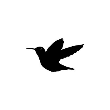 Flying Hummingbird Silhouette, Art Illustration, Website, Logo Gram, Pictogram veya Grafik Tasarım Elementi kullanılabilir. Vektör İllüstrasyonu