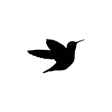 Flying Hummingbird Silhouette, Art Illustration, Website, Logo Gram, Pictogram veya Grafik Tasarım Elementi kullanılabilir. Vektör İllüstrasyonu