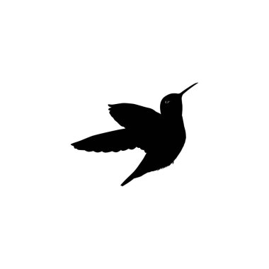 Flying Hummingbird Silhouette, Art Illustration, Website, Logo Gram, Pictogram veya Grafik Tasarım Elementi kullanılabilir. Vektör İllüstrasyonu