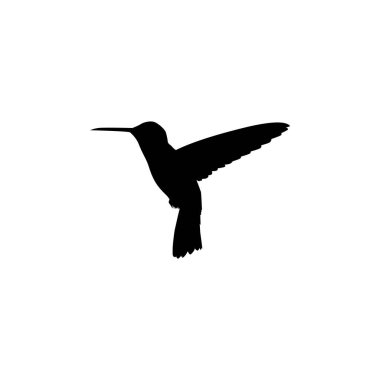 Flying Hummingbird Silhouette, Art Illustration, Website, Logo Gram, Pictogram veya Grafik Tasarım Elementi kullanılabilir. Vektör İllüstrasyonu