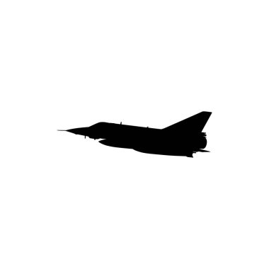 Jet Fighter 'ın silueti, savaş uçakları öncelikle havadan havaya muharebe için tasarlanmış askeri uçaklardır. Vektör İllüstrasyonu