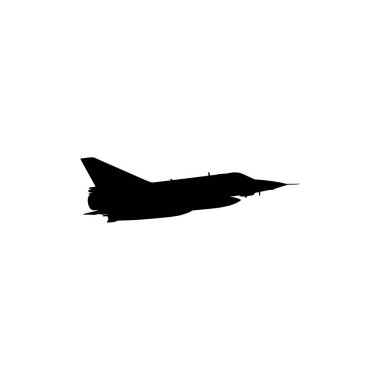Jet Fighter 'ın silueti, savaş uçakları öncelikle havadan havaya muharebe için tasarlanmış askeri uçaklardır. Vektör İllüstrasyonu