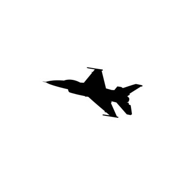 Jet Fighter 'ın silueti, savaş uçakları öncelikle havadan havaya muharebe için tasarlanmış askeri uçaklardır. Vektör İllüstrasyonu