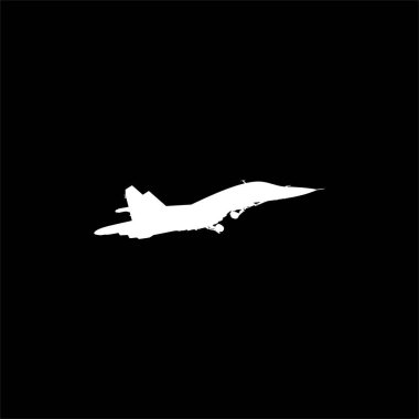 Jet Fighter 'ın silueti, savaş uçakları öncelikle havadan havaya muharebe için tasarlanmış askeri uçaklardır. Vektör İllüstrasyonu