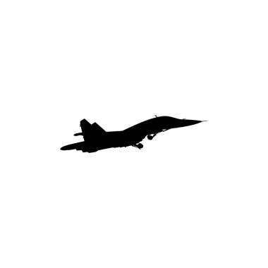 Jet Fighter 'ın silueti, savaş uçakları öncelikle havadan havaya muharebe için tasarlanmış askeri uçaklardır. Vektör İllüstrasyonu