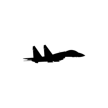 Jet Fighter 'ın silueti, savaş uçakları öncelikle havadan havaya muharebe için tasarlanmış askeri uçaklardır. Vektör İllüstrasyonu