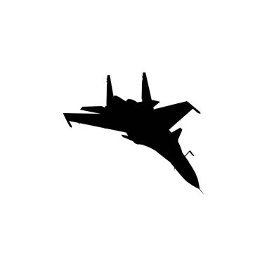 Jet Fighter 'ın silueti, savaş uçakları öncelikle havadan havaya muharebe için tasarlanmış askeri uçaklardır. Vektör İllüstrasyonu