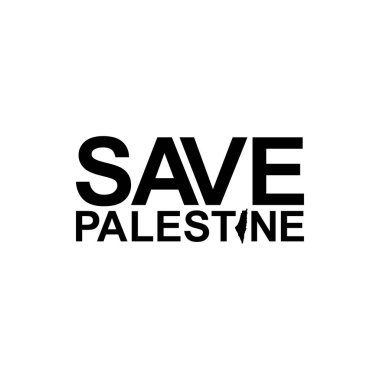 'SAVE PALESTINE' hakkındaki metin tasviri, Poster, Banner, Çıkartma, T-Shirt, Kapak, Logo Gram veya Grafik Tasarım Elemanı için kullanılabilir. Vektör İllüstrasyonu