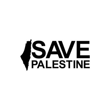 'SAVE PALESTINE' hakkındaki metin tasviri, Poster, Banner, Çıkartma, T-Shirt, Kapak, Logo Gram veya Grafik Tasarım Elemanı için kullanılabilir. Vektör İllüstrasyonu