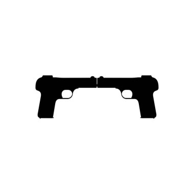 Silhouette Pistol or Handgun Gun Pistol for Art Illustration, Logo, Pictogram, Website or Graphic Design Element. Vector Illustration