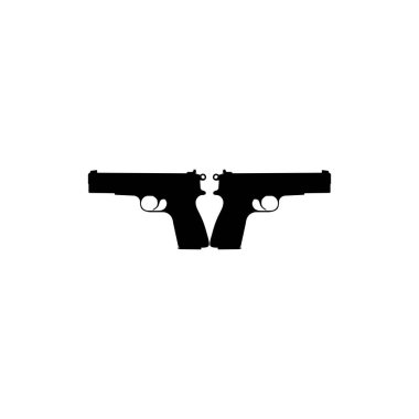 Silhouette Pistol or Handgun Gun Pistol for Art Illustration, Logo, Pictogram, Website or Graphic Design Element. Vector Illustration