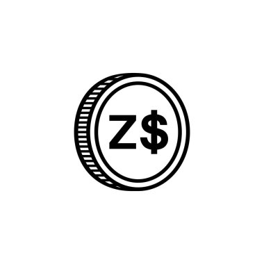 Zimbabwe Para Birimi Sembolü, Zimbabve Dolar Simgesi, ZWD İşareti. Vektör İllüstrasyonu