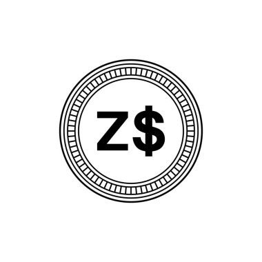 Zimbabwe Para Birimi Sembolü, Zimbabve Dolar Simgesi, ZWD İşareti. Vektör İllüstrasyonu