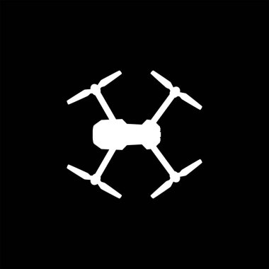 Drone Camera ya da UAV Silhouette, Flat Style, Art Illustration, Apps, Website, Pictogram, Logo Gram veya Graphic Design Element için kullanılabilir. Vektör İllüstrasyonu 