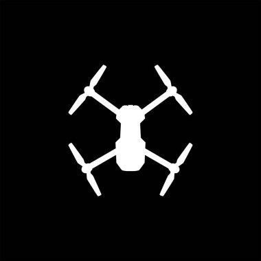 Drone Camera ya da UAV Silhouette, Flat Style, Art Illustration, Apps, Website, Pictogram, Logo Gram veya Graphic Design Element için kullanılabilir. Vektör İllüstrasyonu 