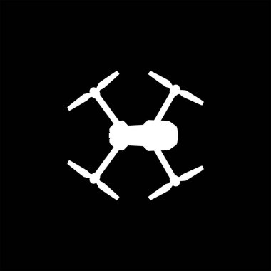 Drone Camera ya da UAV Silhouette, Flat Style, Art Illustration, Apps, Website, Pictogram, Logo Gram veya Graphic Design Element için kullanılabilir. Vektör İllüstrasyonu 