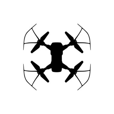 Drone Camera ya da UAV Silhouette, Flat Style, Art Illustration, Apps, Website, Pictogram, Logo Gram veya Graphic Design Element için kullanılabilir. Vektör İllüstrasyonu 