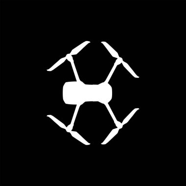 Drone Camera ya da UAV Silhouette, Flat Style, Art Illustration, Apps, Website, Pictogram, Logo Gram veya Graphic Design Element için kullanılabilir. Vektör İllüstrasyonu 