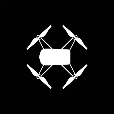 Drone Camera ya da UAV Silhouette, Flat Style, Art Illustration, Apps, Website, Pictogram, Logo Gram veya Graphic Design Element için kullanılabilir. Vektör İllüstrasyonu 