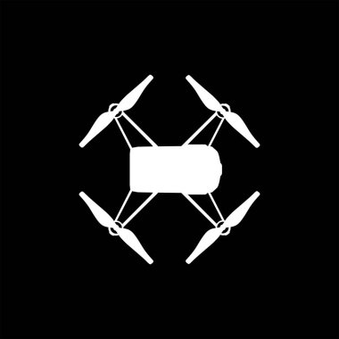 Drone Camera ya da UAV Silhouette, Flat Style, Art Illustration, Apps, Website, Pictogram, Logo Gram veya Graphic Design Element için kullanılabilir. Vektör İllüstrasyonu 