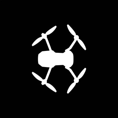 Drone Camera ya da UAV Silhouette, Flat Style, Art Illustration, Apps, Website, Pictogram, Logo Gram veya Graphic Design Element için kullanılabilir. Vektör İllüstrasyonu 