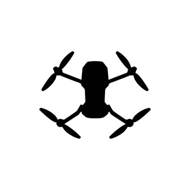 Drone Camera ya da UAV Silhouette, Flat Style, Art Illustration, Apps, Website, Pictogram, Logo Gram veya Graphic Design Element için kullanılabilir. Vektör İllüstrasyonu 