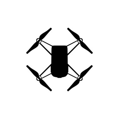 Drone Camera ya da UAV Silhouette, Flat Style, Art Illustration, Apps, Website, Pictogram, Logo Gram veya Graphic Design Element için kullanılabilir. Vektör İllüstrasyonu 
