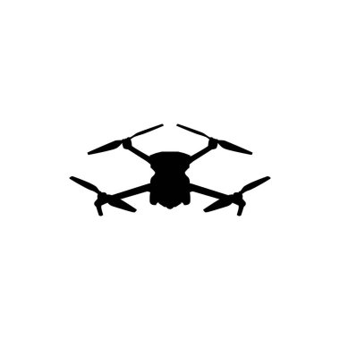 Drone Camera ya da UAV Silhouette, Flat Style, Art Illustration, Apps, Website, Pictogram, Logo Gram veya Graphic Design Element için kullanılabilir. Vektör İllüstrasyonu 