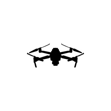Drone Camera ya da UAV Silhouette, Flat Style, Art Illustration, Apps, Website, Pictogram, Logo Gram veya Graphic Design Element için kullanılabilir. Vektör İllüstrasyonu 