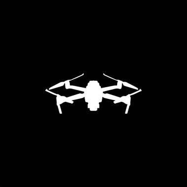 Drone Camera ya da UAV Silhouette, Flat Style, Art Illustration, Apps, Website, Pictogram, Logo Gram veya Graphic Design Element için kullanılabilir. Vektör İllüstrasyonu 