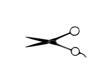 Pictogram, Sanat İllüstrasyonu, Web Sitesi, Uygulamalar, Logo Tipi veya Grafik Tasarım Elemanı için Makas Silueti. Vektör İllüstrasyonu