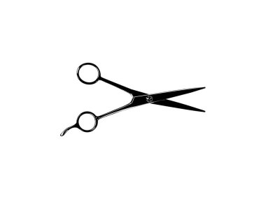 Pictogram, Sanat İllüstrasyonu, Web Sitesi, Uygulamalar, Logo Tipi veya Grafik Tasarım Elemanı için Makas Silueti. Vektör İllüstrasyonu