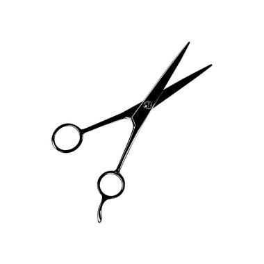 Pictogram, Sanat İllüstrasyonu, Web Sitesi, Uygulamalar, Logo Tipi veya Grafik Tasarım Elemanı için Makas Silueti. Vektör İllüstrasyonu