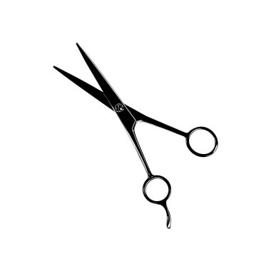 Pictogram, Sanat İllüstrasyonu, Web Sitesi, Uygulamalar, Logo Tipi veya Grafik Tasarım Elemanı için Makas Silueti. Vektör İllüstrasyonu