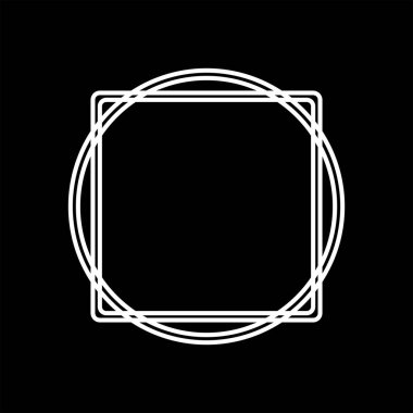 Daire ve Kare Bileşimi, Düz Stil, Logo Gramı, Kopya Alanı, Çerçeve Çalışması, Dekorasyon, Dekorasyon veya Grafik Tasarım Elemanı için kullanılabilir. Vektör İllüstrasyonu