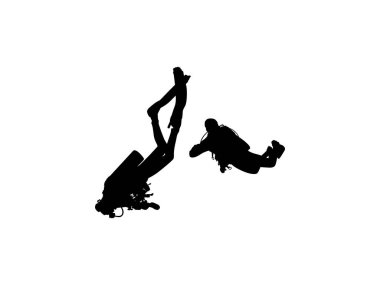 Dalış Silueti, Düz Stil, Logo Gram, Sticker, Pictogram, Website, Apps, Dalış Resimleri veya Grafik Tasarım Elemanı için kullanılabilir. Vektör İllüstrasyonu