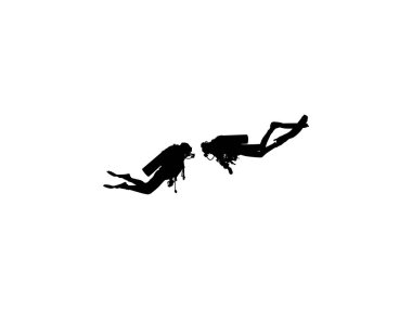 Dalış Silueti, Düz Stil, Logo Gram, Sticker, Pictogram, Website, Apps, Dalış Resimleri veya Grafik Tasarım Elemanı için kullanılabilir. Vektör İllüstrasyonu