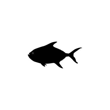 Gümüş Pomfret, Bramidae, pampo veya Pampus Fish 'in silueti. Düz stil. Logo Gram, Hayvan İllüstrasyonu, Pictogram, Web Sitesi veya Grafik Tasarım Elementi için kullanılabilir. Vektör İllüstrasyonu