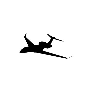 Özel jetin silueti, uçak, uçak. Düz Stil, Logo Gram, Pictogram, Apps, Web Sitesi veya Grafik Tasarım Elemanı için kullanılabilir. Vektör İllüstrasyonu