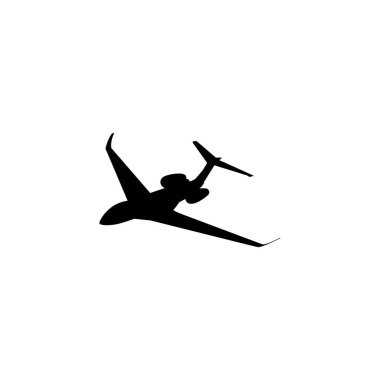 Özel jetin silueti, uçak, uçak. Düz Stil, Logo Gram, Pictogram, Apps, Web Sitesi veya Grafik Tasarım Elemanı için kullanılabilir. Vektör İllüstrasyonu